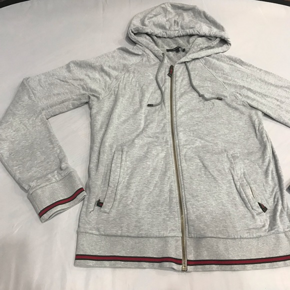 Gucci Gray hoodie zipper Sz L - Picture 1 of 8